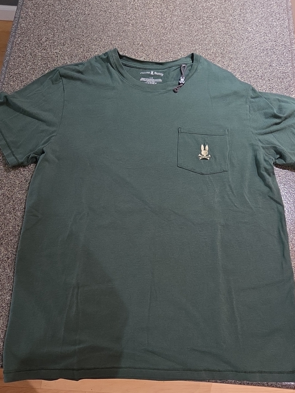 Psycho Bunny Men's Classic Crew Neck Tee Green Size Large